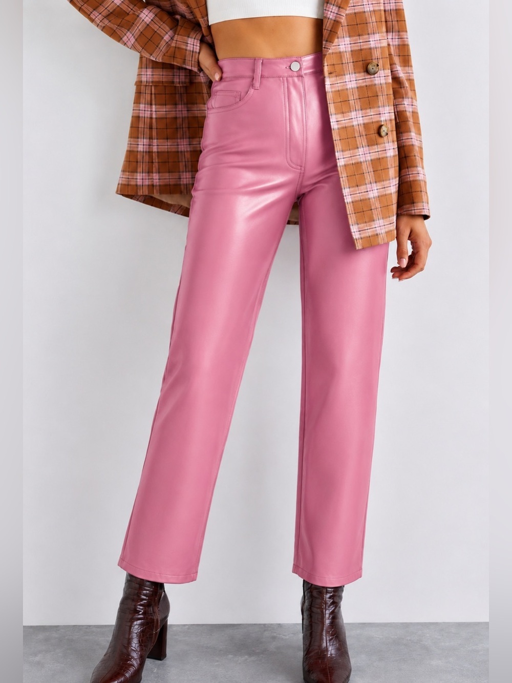 Wilfred Melina faux leather pink pants, size 8